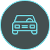 Stylized car icon on a gray background.