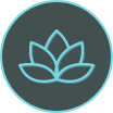 Stylized lotus symbol within a circle.