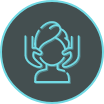 Head massage icon with hands.